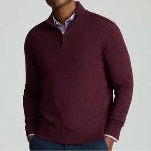 UNTUCKit Belguardo maroon 100% merino wool 1/4 zip up long sleeve sweater men L